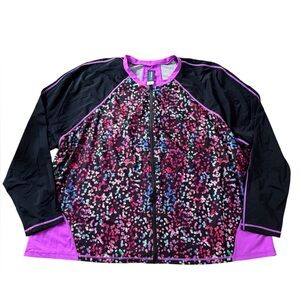 Swimsuits for All Chlorine Resistant Zip Front Long Sleeve Swim Shirt Rash Guard